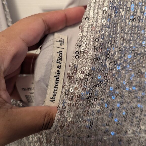 Abercrombie Silver Sequin Midi Dress - Picture 3 of 8